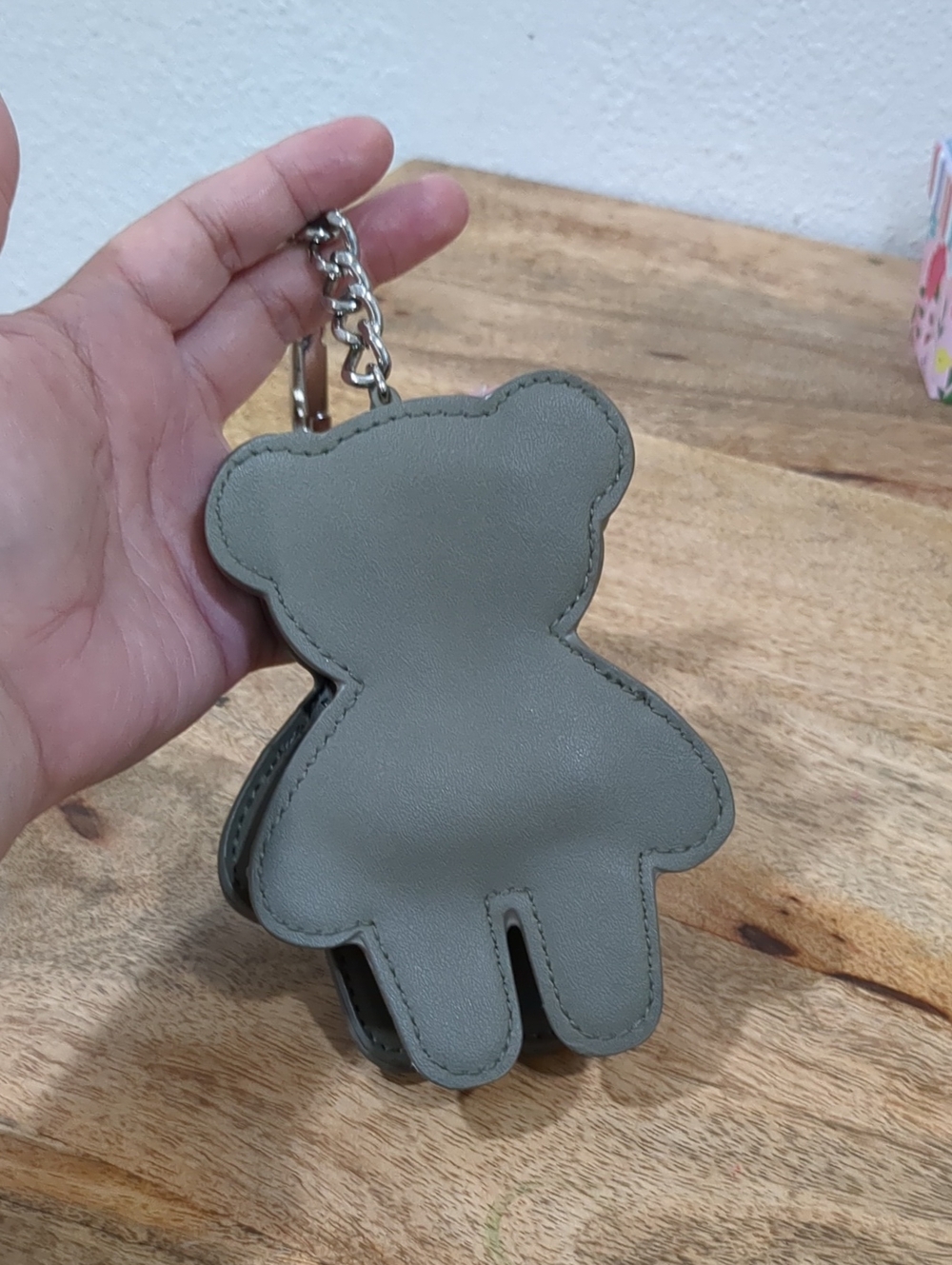 STEVE MADDEN Teddy Bear Faux Leather Keychain Pouch -